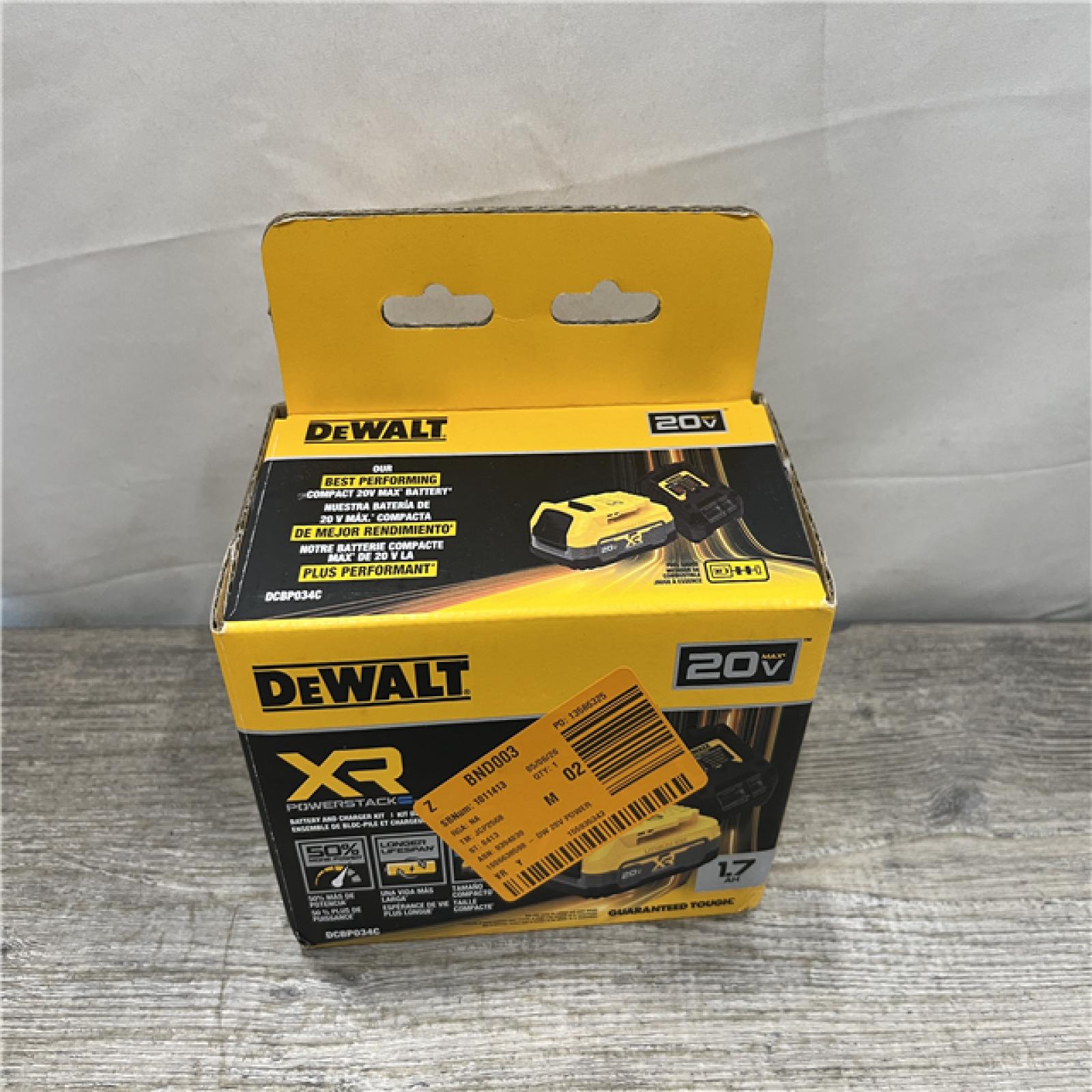 NEW - DEWALT 20V MAX XR POWERSTACK Lithium-Ion Battery Starter Kit with 1.7Ah Battery and Charger