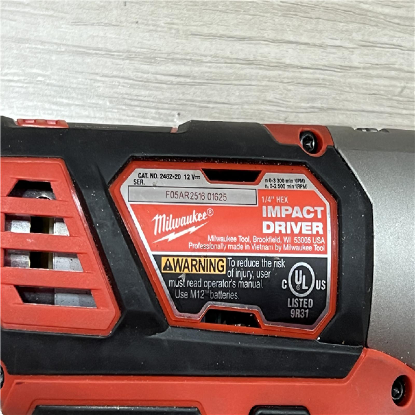 AS-IS Milwaukee 2494-22 M12 Cordless Combination 3/8 Drill / Driver and 1/4 Hex Impact Driver Dual Power Tool Kit (2 Lithium Ion Batteries  Charger  and B