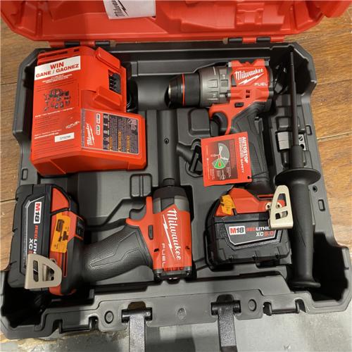 AS-IS MILWAUKEE M18 FUEL 18V Lithium-Ion Brushless Cordless Hammer Drill and Impact Driver Combo Kit (2-Tool) with 2 Batteries