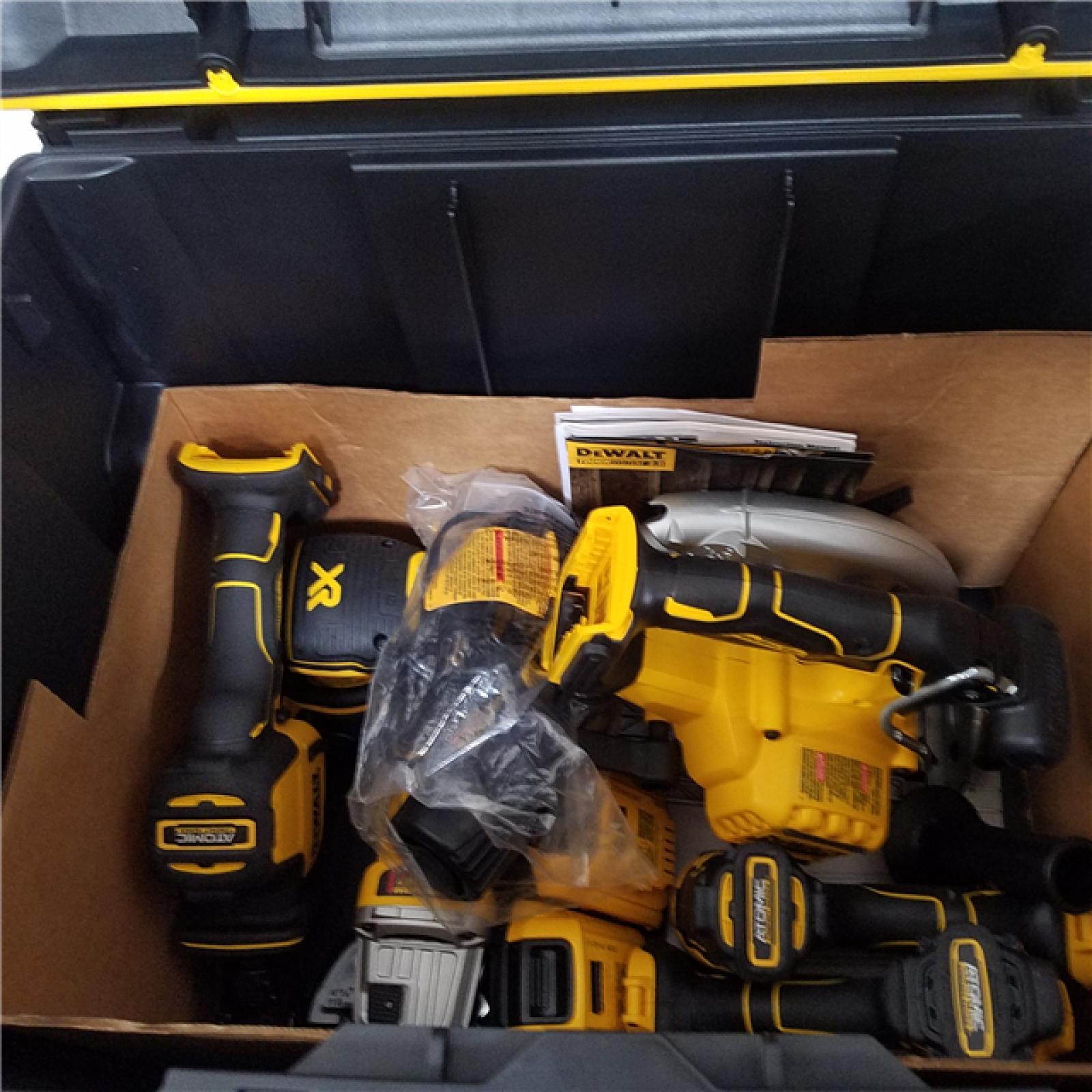 California AS-IS DeWalt 6-Piece Tool Kit  Includes (2) Batteries  Charger & Rolling Tool Box