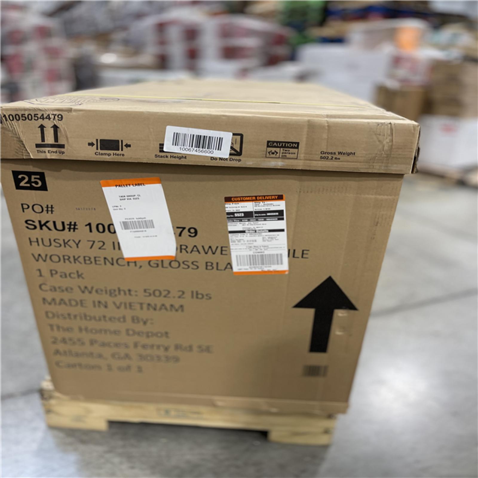 DALLAS LOCATION - Husky Tool Storage 72 in. W Standard Duty Gloss Black Mobile Workbench Tool Chest