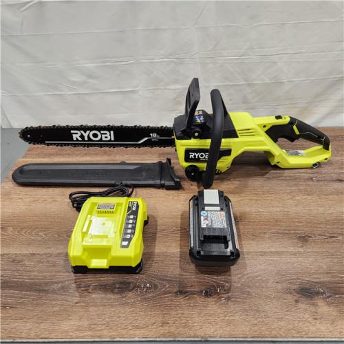AS-IS RYOBI 40V HP Brushless 18 in. Battery Chainsaw with 5.0 Ah Battery and Charger