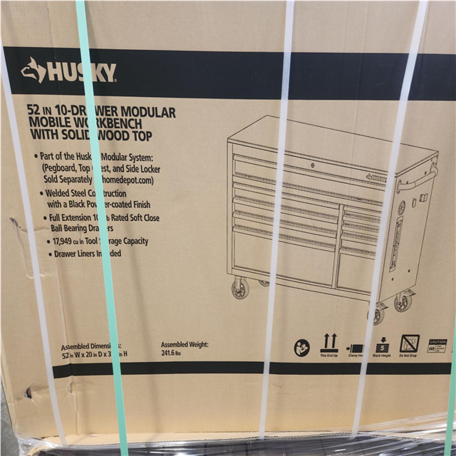 Phoenix NEW Husky Modular Tool Storage 52 in. W x 20 in. D Standard Duty Black Mobile Workbench Cabinet