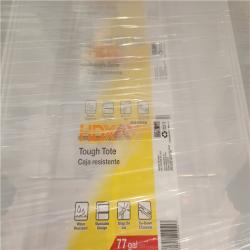 Phoenix AS-IS HDX 77 Gal. Tough Storage Tote with Wheels in Clear with Red Lid Pallet (16-Totes)