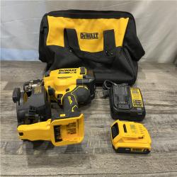 AS-IS DEWALT 20V MAX Lithium-Ion 15-Degree Electric Cordless Roofing Nailer Kit