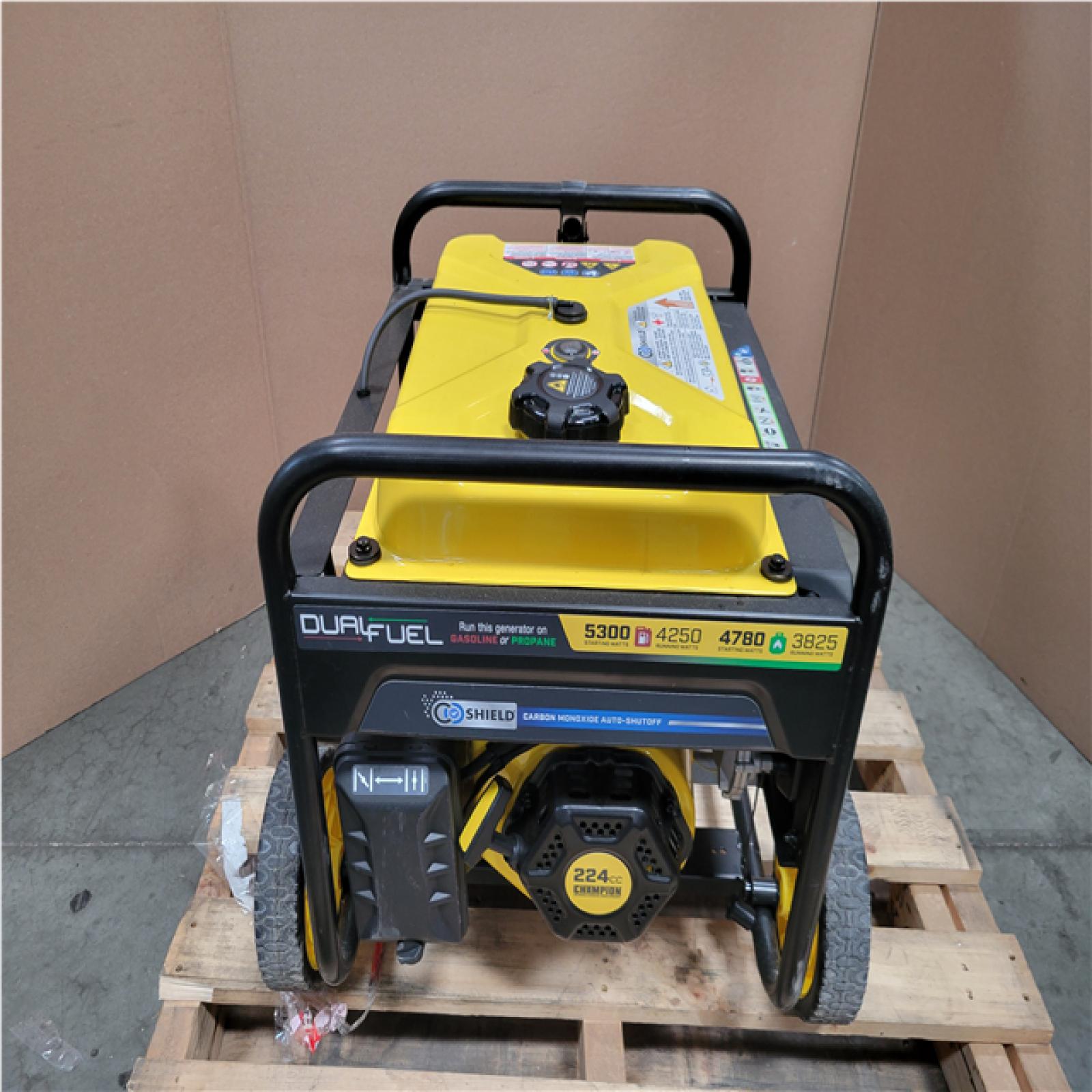 CALIFORNIA AS-IS CHAMPION 5 300/4 250-WATT DUAL FUEL PORTABLE  GENERATOR