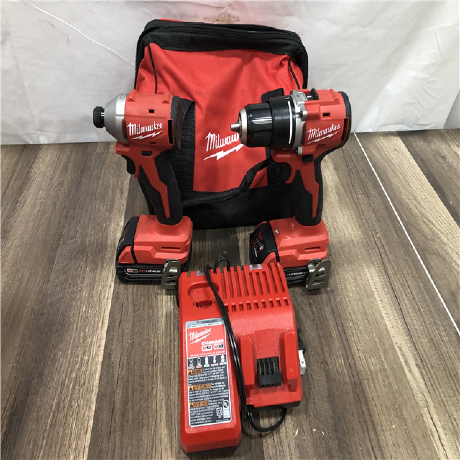 AS-IS Milwaukee M18 18V Lithium-Ion Brushless Cordless Compact Drill/Impact Combo Kit