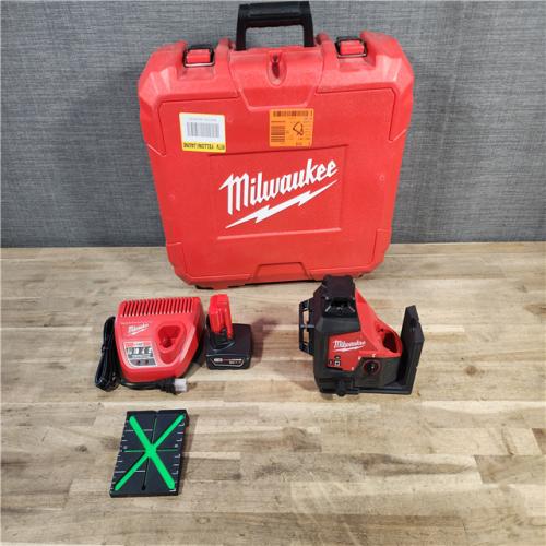 HOUSTON LOCATION - AS-IS Milwaukee-3632-21 M12 Green Beam Laser 360° 3-Plane Kit