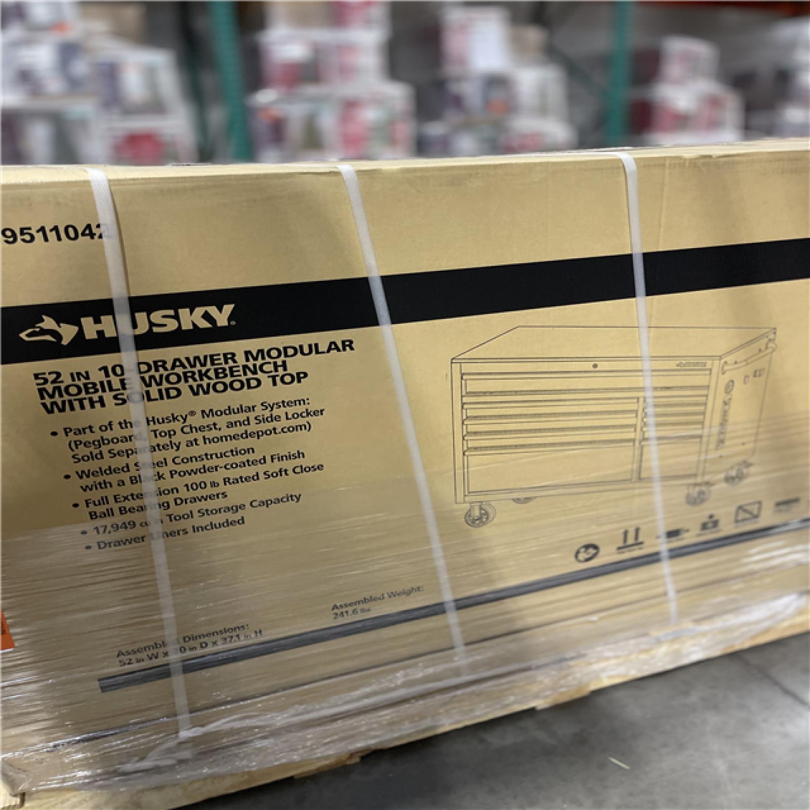 DALLAS LOCATION- Husky Modular Tool Storage 52 in. W x 20 in. D Standard Duty Black Mobile Workbench Cabinet (2 UNITS)