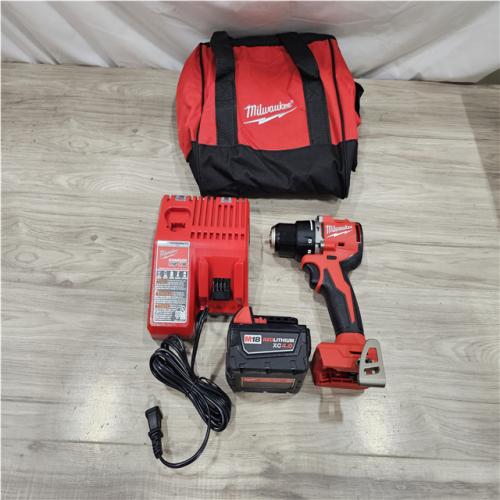 AS-IS Milwaukee 18V Lithium-Ion Brushless Cordless 1/2 in. Compact Hammer Drill/Driver Kit