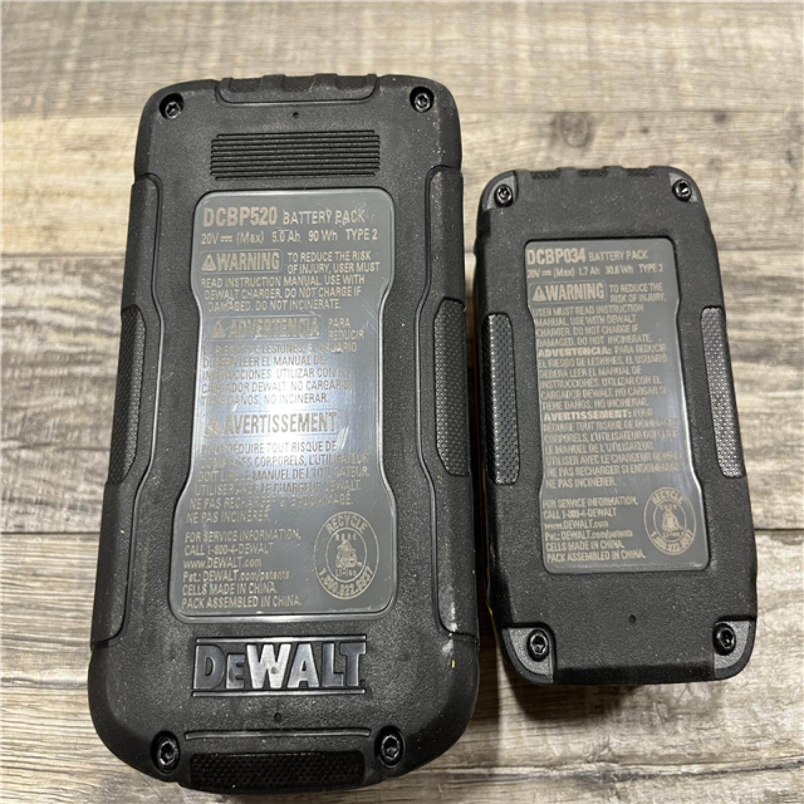 AS-IS DEWALT POWERSTACK 20V 5.0Ah and 1.7Ah Lithium-Ion Power Tool Battery Packs (2-Pack)