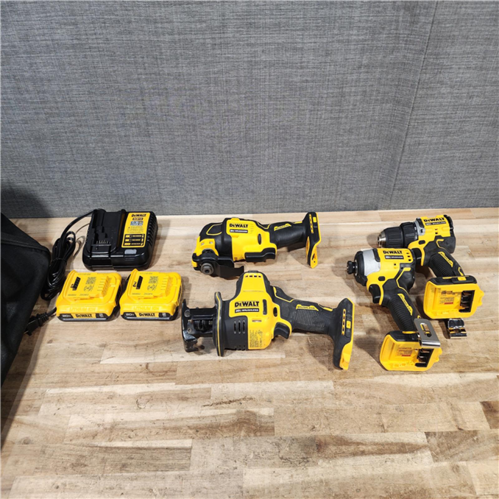 HOUSTON LOCATION - AS-IS DEWALT 4 TOOL COMBO KIT W/ (2) BATTERY & CHARGER