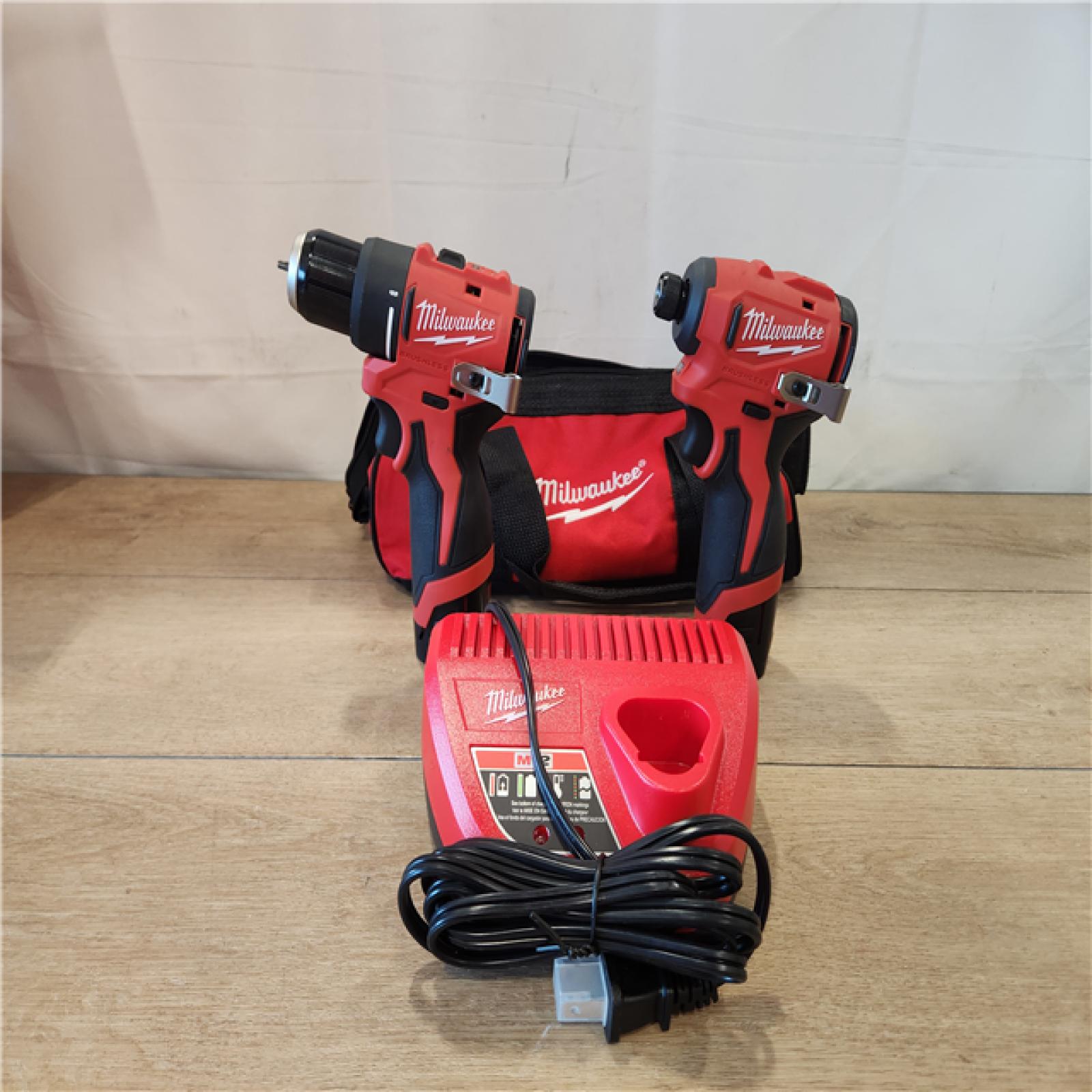 AS-IS- M12 12-Volt Lithium-Ion Brushless Cordless Subcompact Drill and Impact Driver Combo Kit W/2 Batteries and Bag (2-Tool)