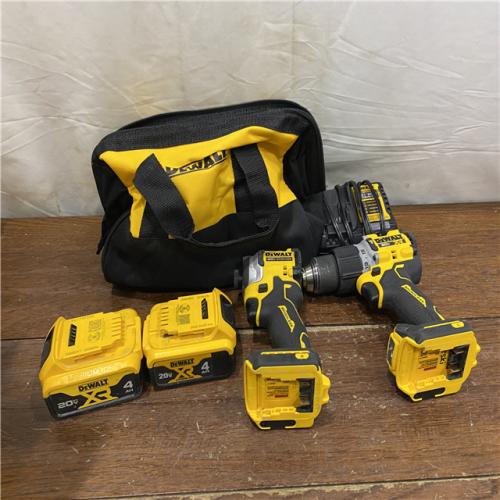 AS-IS DEWALT 20V MAX XR Hammer Drill and ATOMIC Impact Driver 2 Tool Cordless Combo Kit with (2) 4.0Ah Batteries, Charger, and Bag
