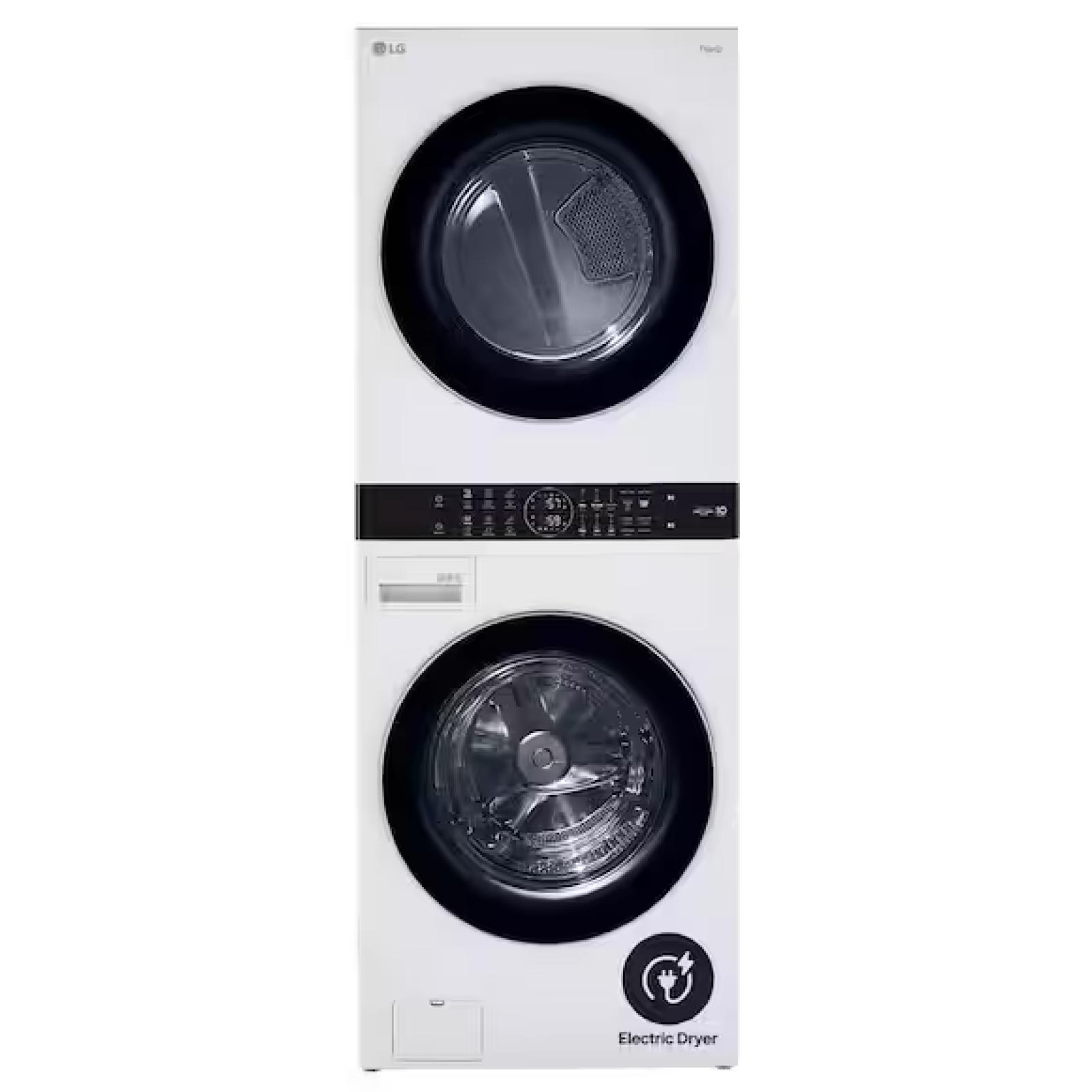 DALLAS LOCATION - LG WashTower Stacked SMART Laundry Center 4.5 Cu.Ft. Front Load Washer & 7.4 Cu.Ft. Electric Dryer in White