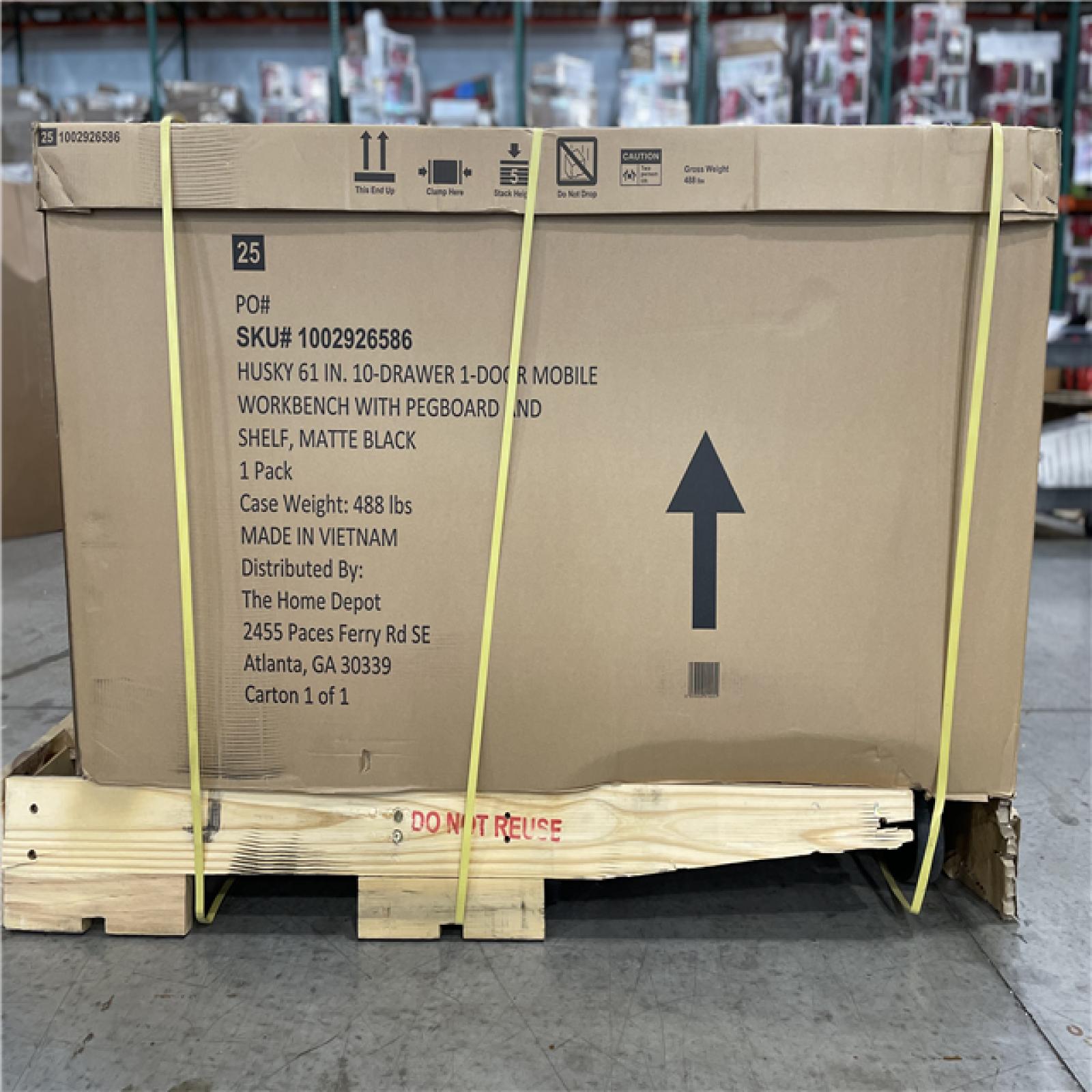 DALLAS LOCATION- AS-IS HUSKY 61 in. W x 26 in. D Heavy Duty 10-Drawer 1-Door Mobile Workbench