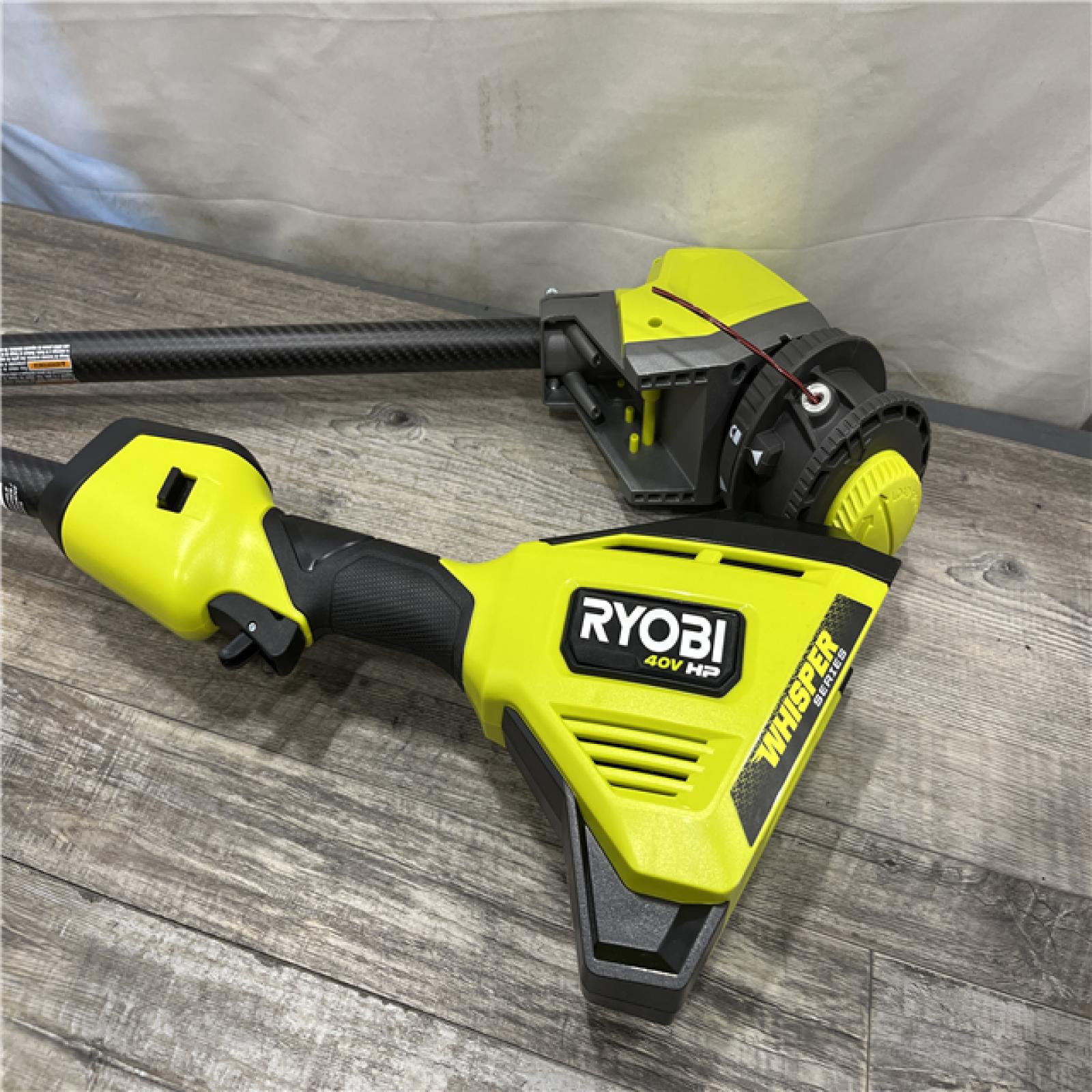 AS-IS RYOBI 40V HP Brushless Whisper Series 17 in. Cordless Battery Carbon Fiber Shaft String Trimmer Kit