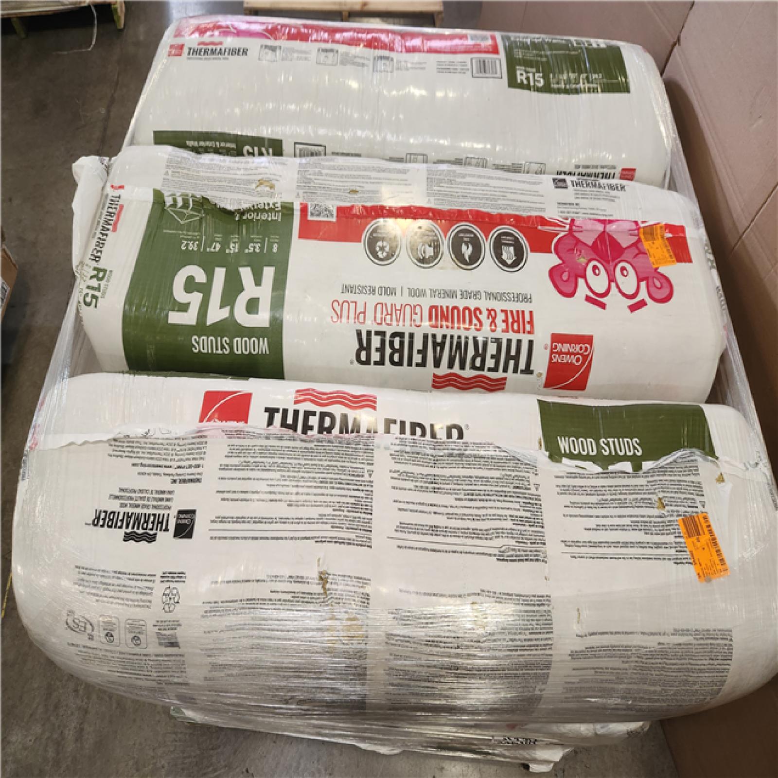 Phoenix NEW Owens Corning 15 in. x 47 in. R15 Thermafiber Fire and Sound Guard Plus Mineral Wool Insulation Batt Pallet (6-Bags)