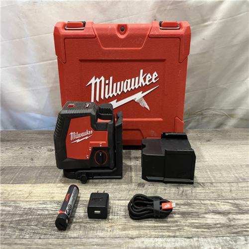AS-IS Milwaukee Green 100 ft. Cross Line and Plumb Points Rechargeable Laser Level with REDLITHIUM Lithium-Ion
