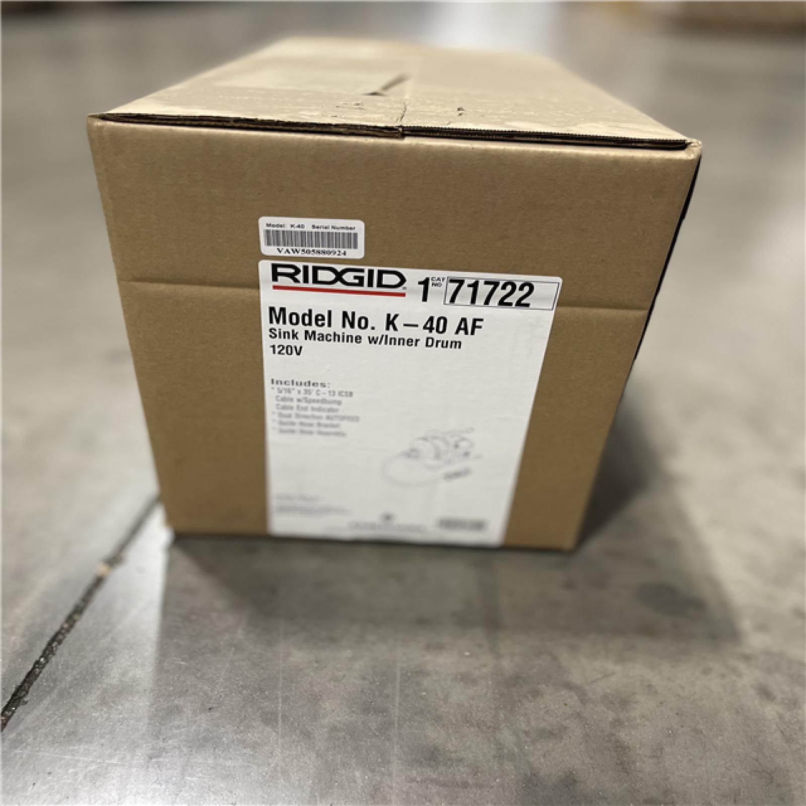NEW! - RIDGID K-40AF Drain Cleaning Autofeed Snake Auger Machine
