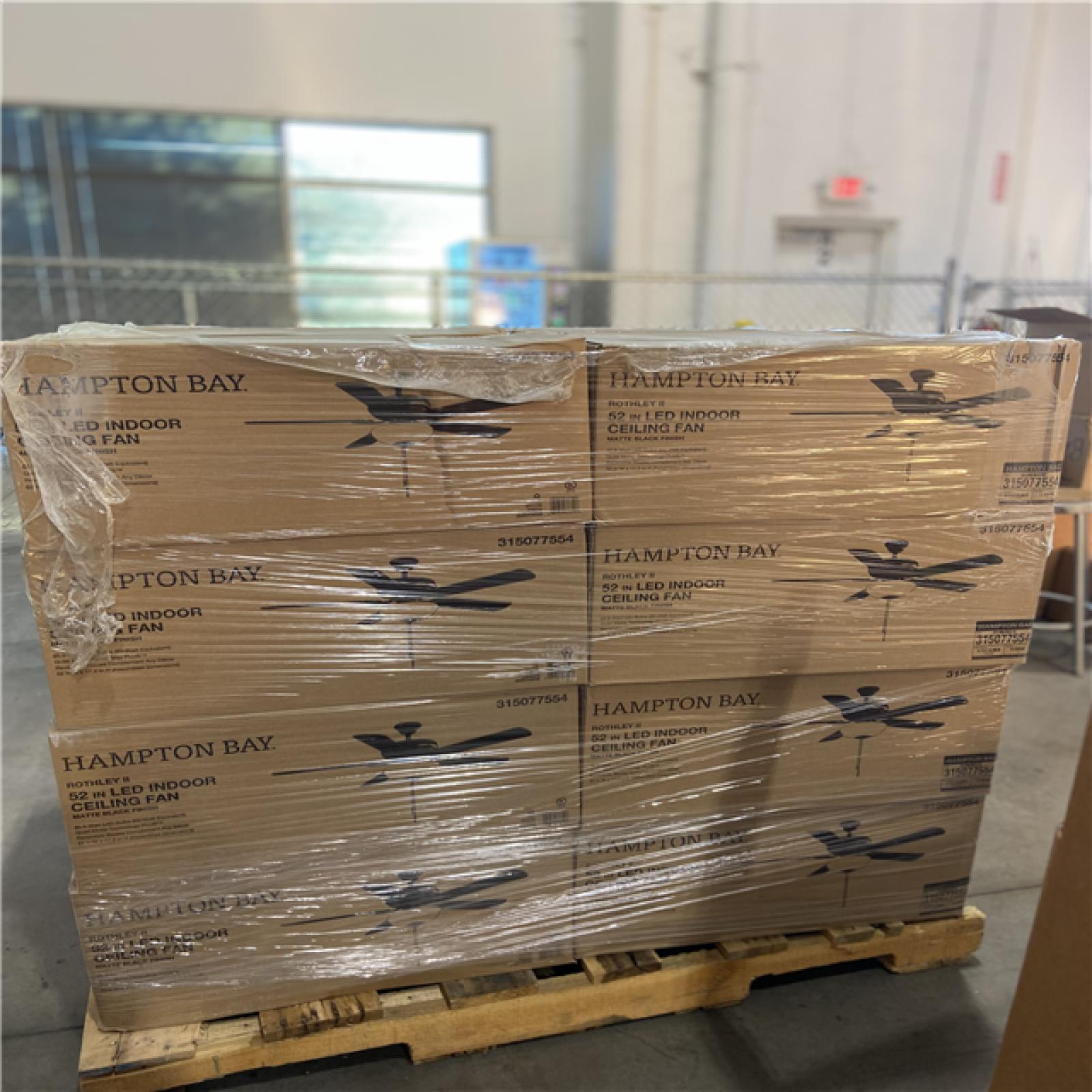 DALLAS LOCATION - Hampton Bay Rothley II 52 in. Indoor LED Matte Black Ceiling Fan with Light Kit (24 UNITS)