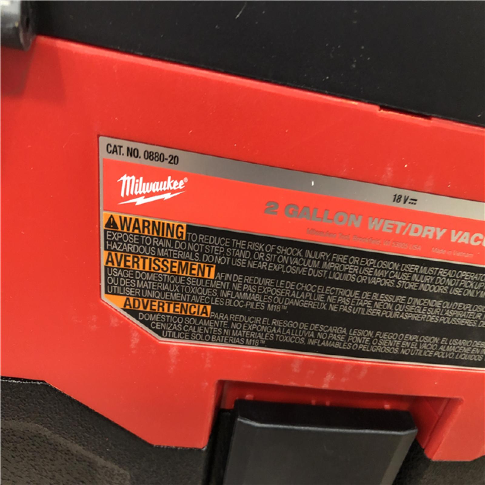 AS-IS Milwaukee 18-Volt 2 Gal. Lithium-Ion Cordless Wet/Dry Vacuum (Vacuum-Only)