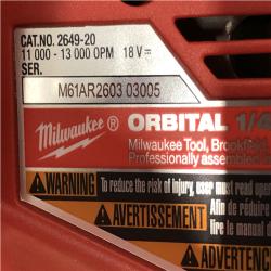 AS-IS Milwaukee 18V Lithium-Ion Cordless 1/4 in. Sheet Sander (Tool-Only)