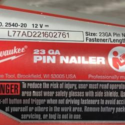 AS-IS Milwaukee 12-Volt 23-Gauge Lithium-Ion Cordless Pin Nailer (Tool-Only)