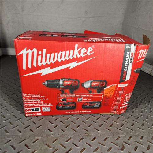 Houston location- AS-IS Milwaukee M18 18V Cordless Brushed 2 Tool Drill/Driver and Impact Driver Kit