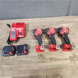 HOUSTON LOCATION - AS-IS MILWAUKEE 3 TOOL COMBO KIT W/ (2) BATTERY & CHARGER