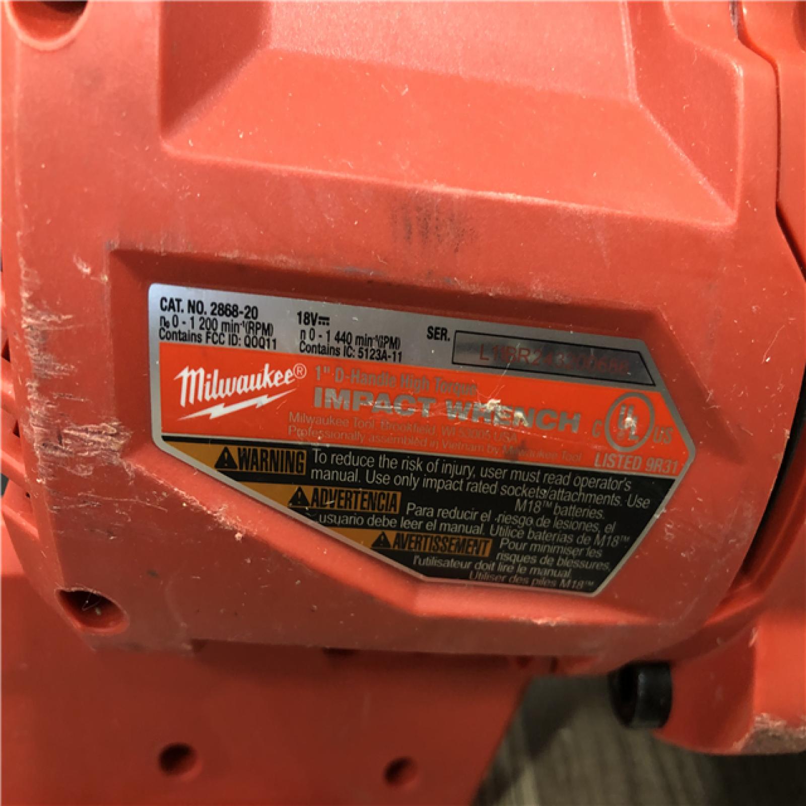 AS-IS Milwaukee FUEL 18V Lithium-Ion Brushless Cordless 1 in. Impact Wrench with D-Handle (Tool-Only)