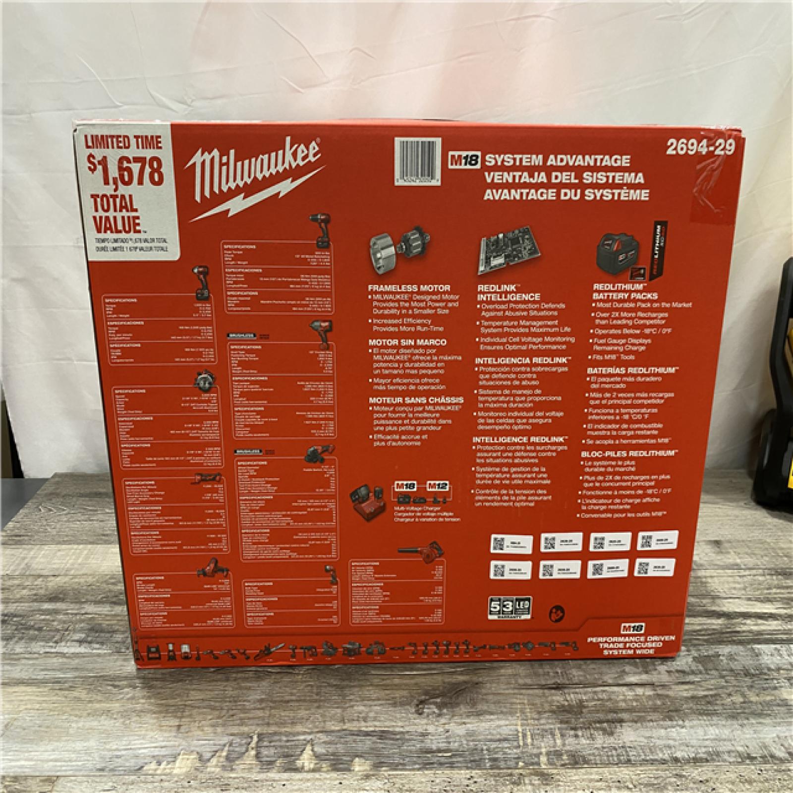 NEW - Milwaukee 18-Volt Lithium-Ion Cordless (9-Tool) Combo Kit