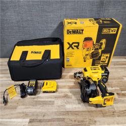 HOUSTON LOCATION - AS-IS DEWALT 20V MAX Lithium-Ion 15-Degree Electric Cordless Roofing Nailer Kit