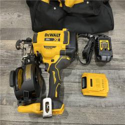 AS-IS DEWALT 20V MAX Lithium-Ion 15-Degree Electric Cordless Roofing Nailer Kit
