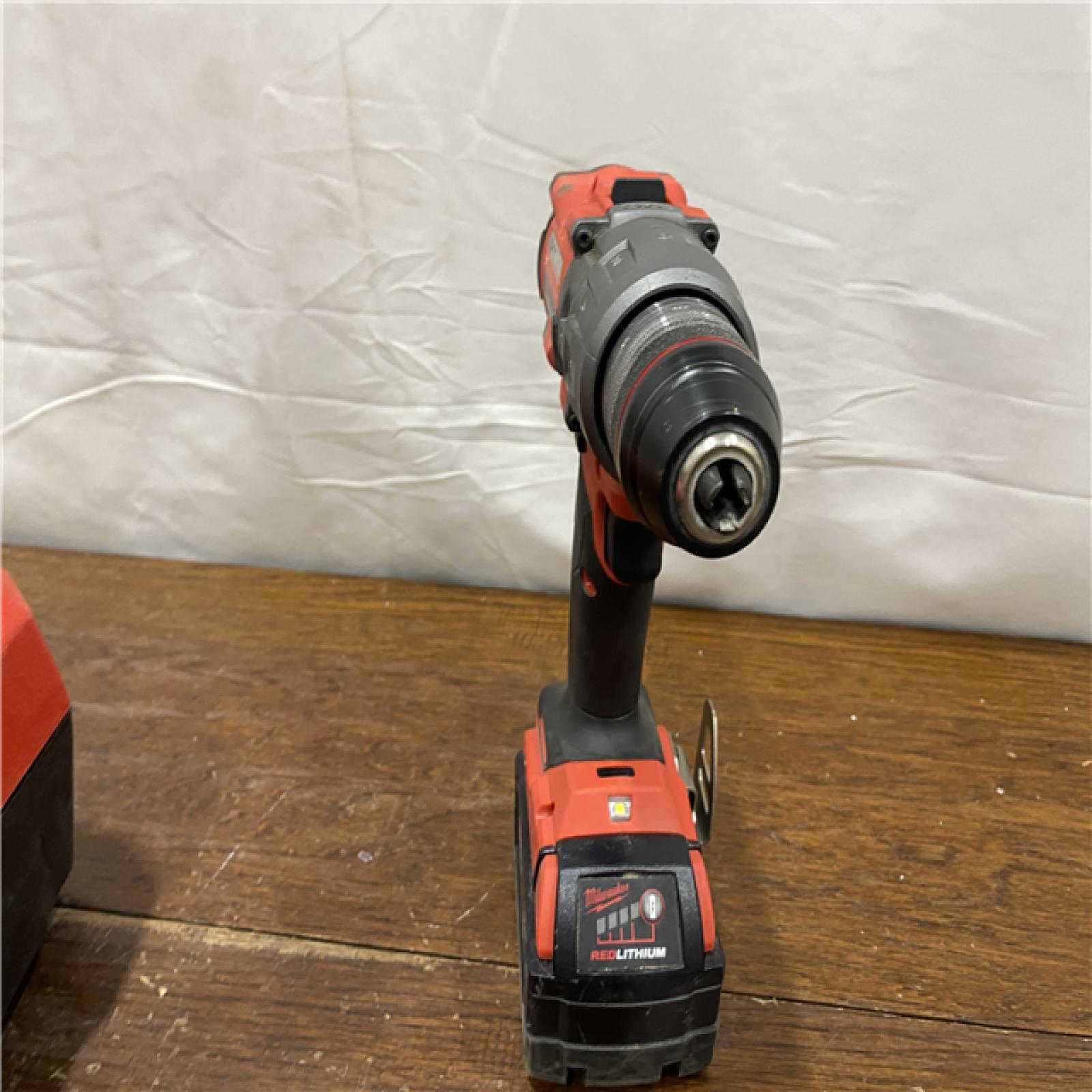 AS-IS Milwaukee 2904-22 Hammer Drill Driver Kit with Batteries  Charger & Tool Case  Red