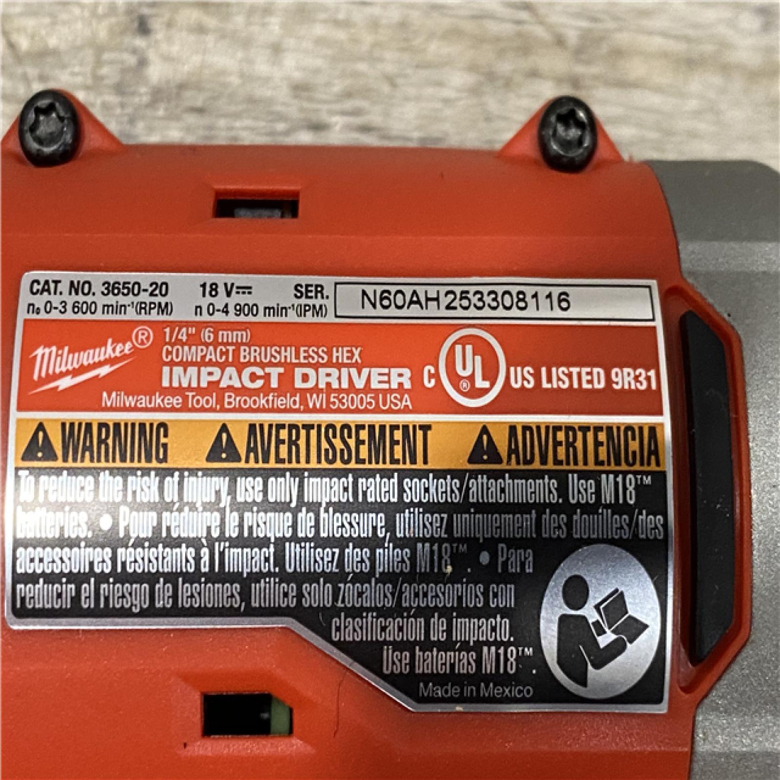 AS-IS Milwaukee 18-Volt Lithium-Ion Compact Brushless Cordless 1/4 in. Impact Driver Kit