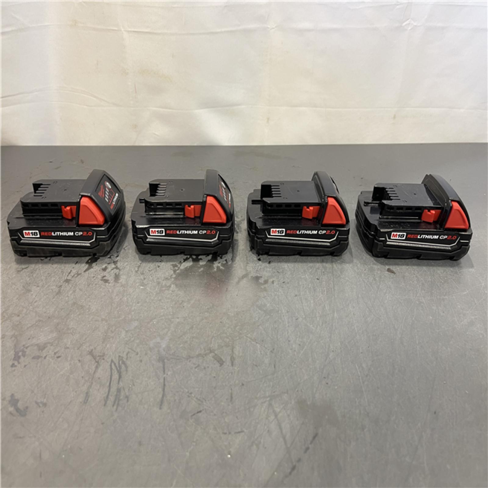 AS-IS - Milwaukee M18 18-Volt Lithium-Ion Compact Battery Pack 2.0Ah (4 Pack) W/ Charger