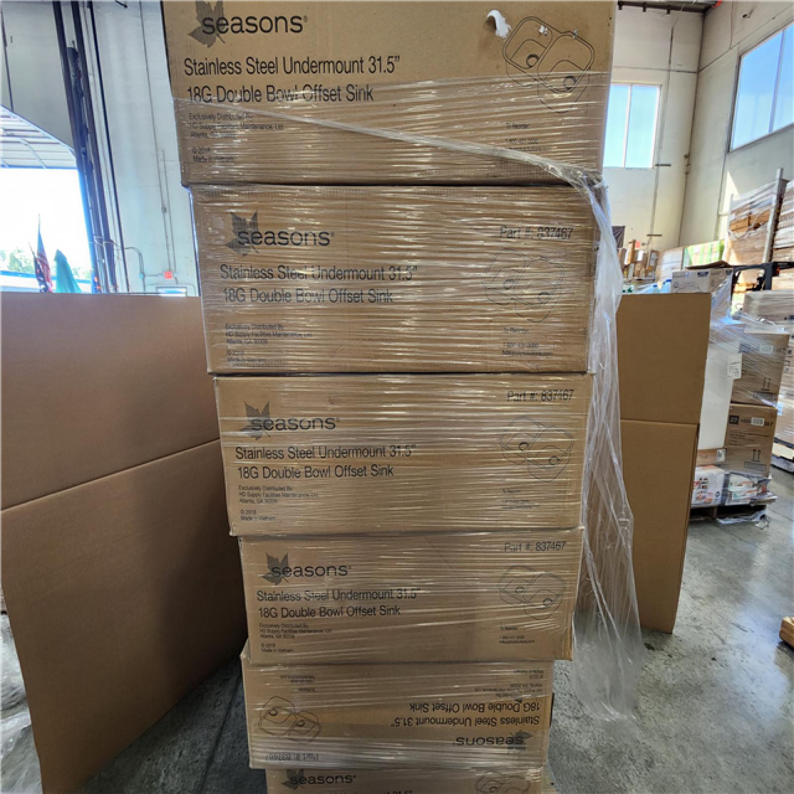 Phoenix NEW Seasons Stainless Steel Undermount 31.5 18G Double Bowl Offset Sink Pallet (12-Boxes)