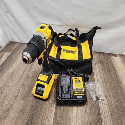 AS-IS DEWALT ATOMIC 20-Volt Lithium-Ion Cordless 1/2 in. Compact Hammer Drill with 3.0Ah Battery, Charger and Bag