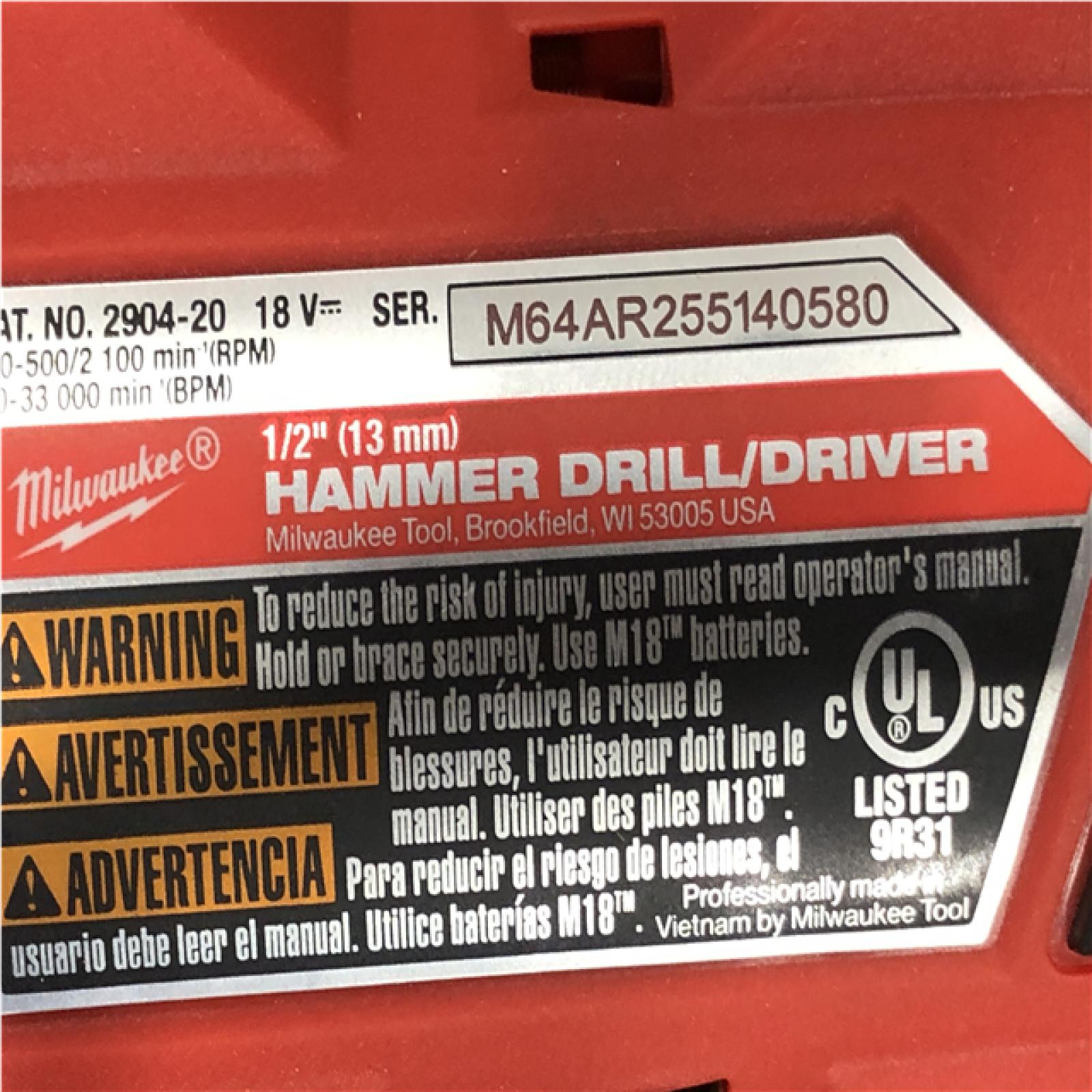 AS-IS Milwaukee FUEL 18V Lithium-Ion Brushless Cordless 1/2 in. Hammer Drill/Driver (Tool-Only)