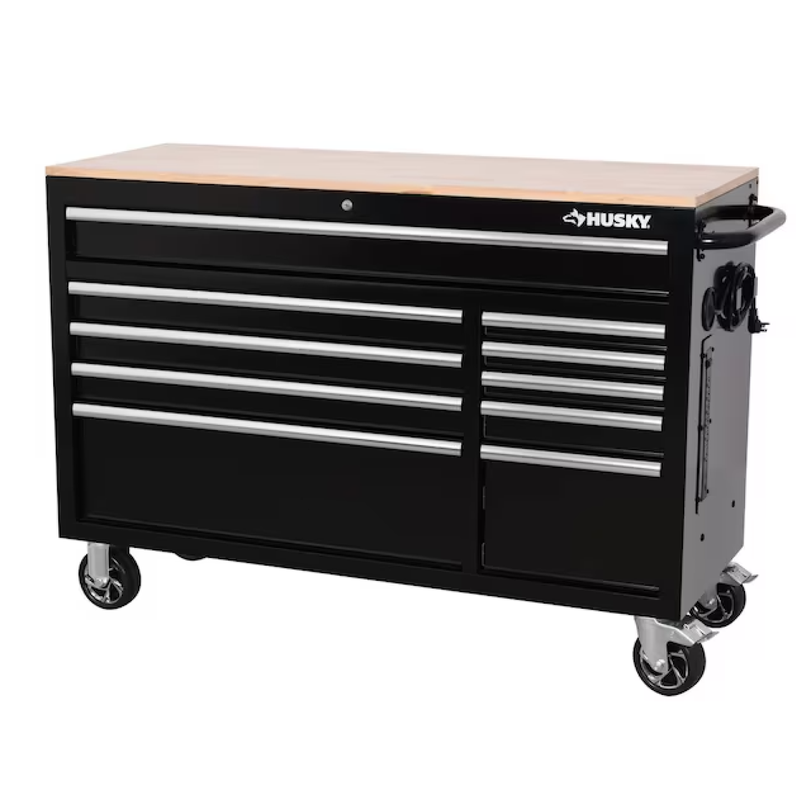 DALLAS LOCATION- AS-IS HUSKY 52 in. W x 20 in. D Standard Duty Black Mobile Workbench Cabinet