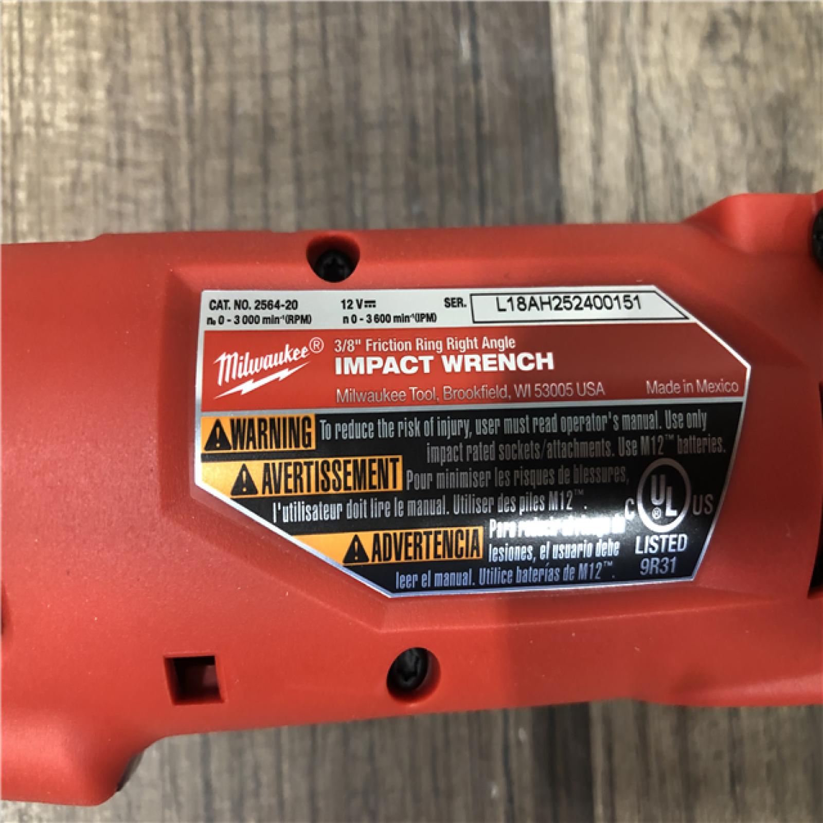 AS-IS Milwaukee  FUEL 12V Lithium-Ion Brushless Cordless 3/8 in. Right Angle Impact Wrench (Tool-Only)