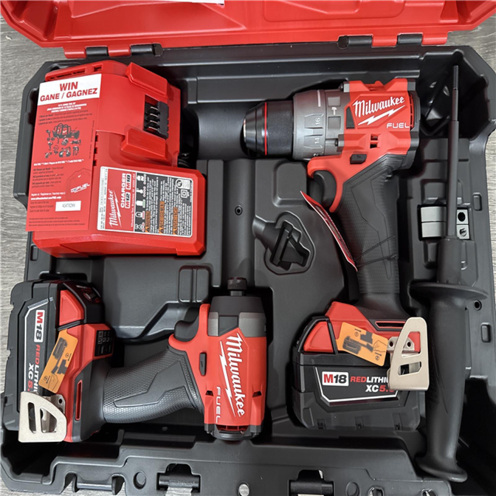 California NEW Milwaukee M18 Fuel 2-Tool Combo Kit, Includes (2) Batteries, Charger & Hard Case