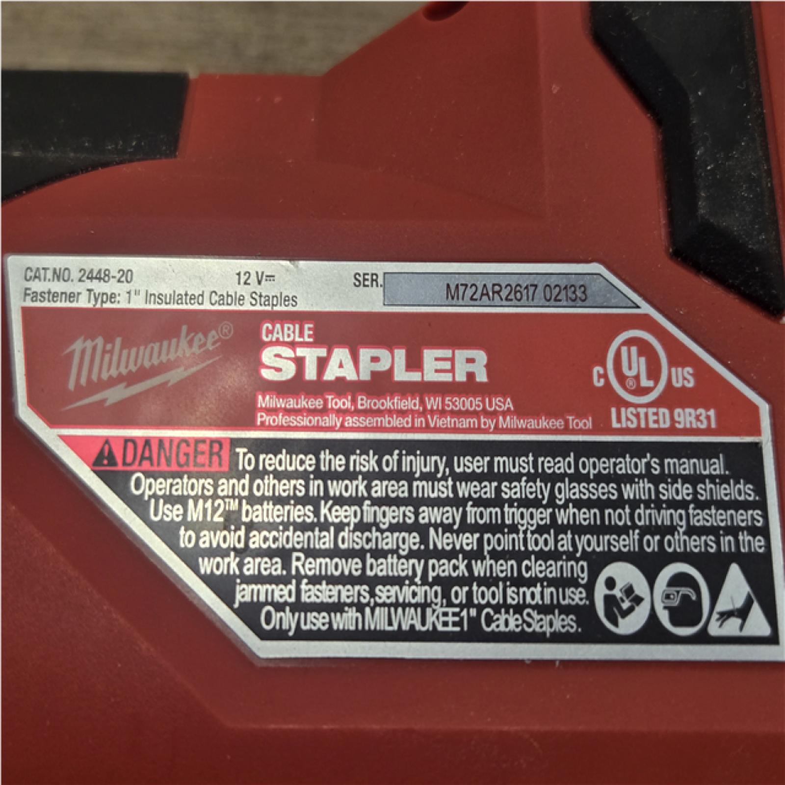 AS-IS Milwaukee 12-Volt Lithium-Ion Cordless Cable Stapler (Tool-Only)
