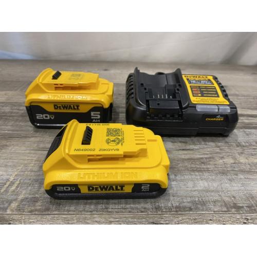 AS-IS DEWALT 20V MAX Lithium-Ion Battery Kit with 5.0Ah and 2.0Ah Battery and Charger