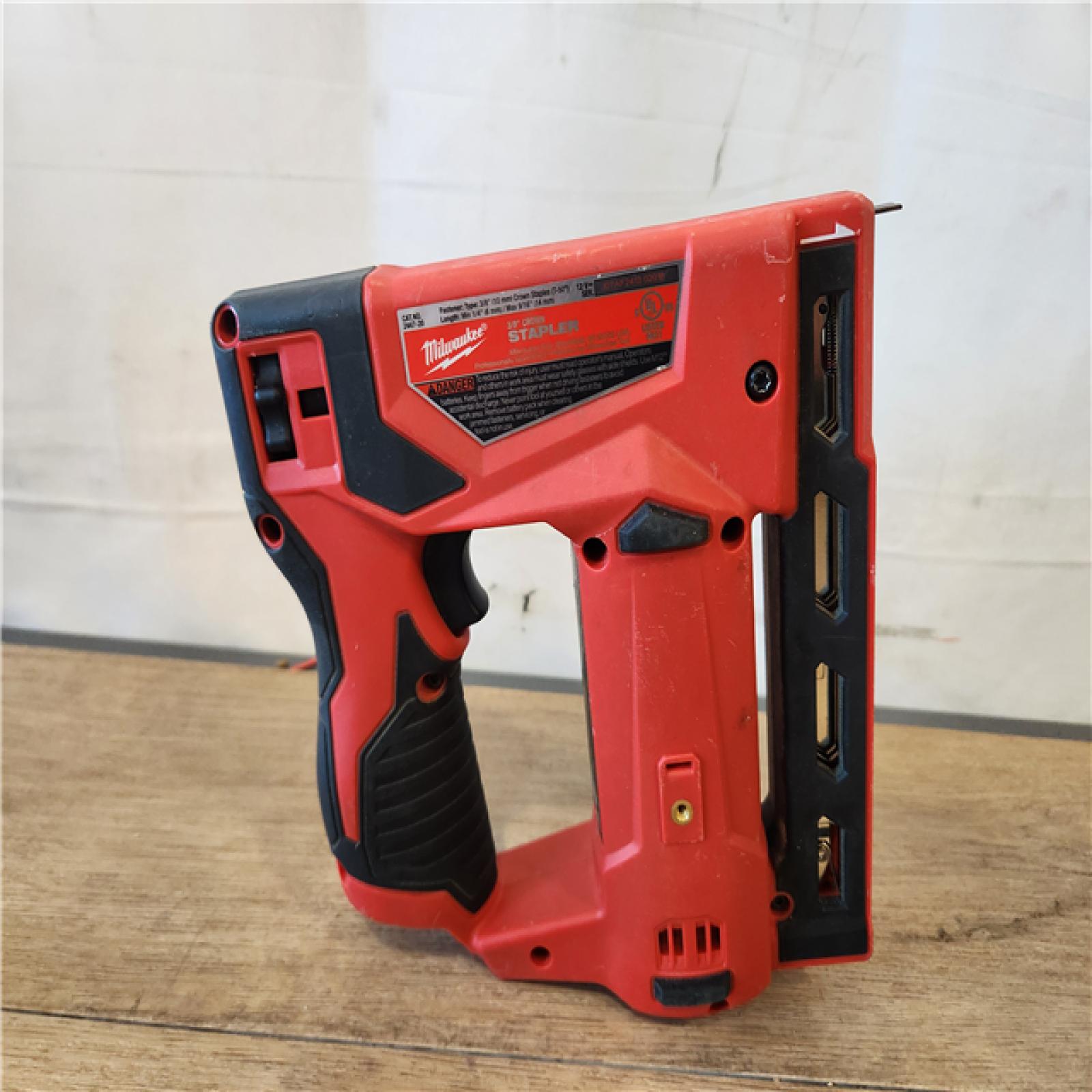 AS-IS- Milwaukee 12-Volt Lithium-Ion Cordless 3/8 in. Crown Stapler (Tool-Only)