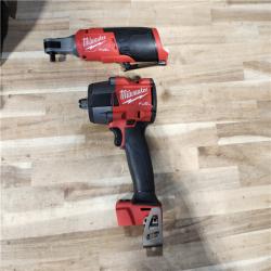 HOUSTON LOCATION - AS-IS Milwaukee FUEL 18V Cordless Mid Torque 1/2 in. Impact Wrench w/ M12 FUEL 3/8 in. Ratchet & Battery/Charger Combo Kit
