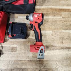 HOUSTON LOCATION - AS - IS Milwaukee 18-Volt Lithium-Ion Compact Brushless Cordless 1/4 in. Impact Driver Kit