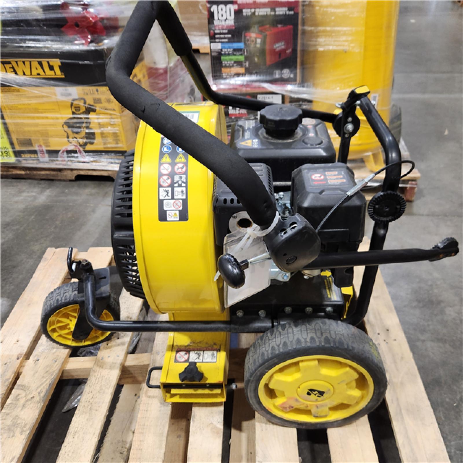 Dallas Location - As-Is Champion Power Equipment 160 MPH 1300 CFM 224 cc Walk-Behind Gas Leaf Blower with Swivel Front Wheel and 90-Degree Flow Diverter