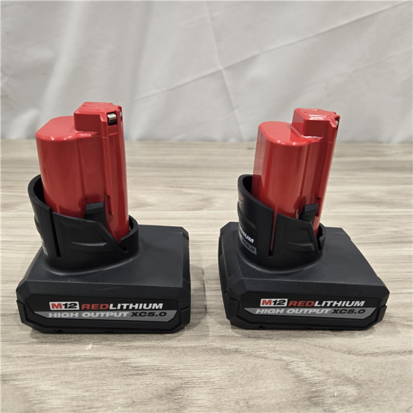 AS-IS Milwaukee M12 12V Lithium-Ion XC High Output 5.0 Ah Battery Pack (2-Pack) Starter Kit